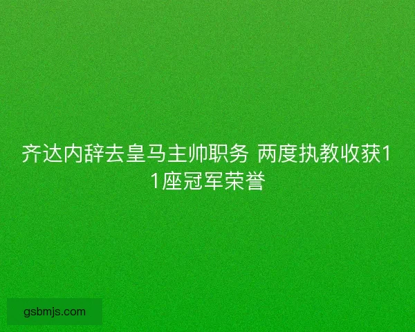 齐达内辞去皇马主帅职务 两度执教收获11座冠军荣誉