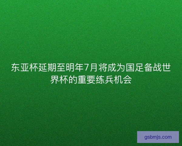 东亚杯延期至明年7月将成为国足备战世界杯的重要练兵机会